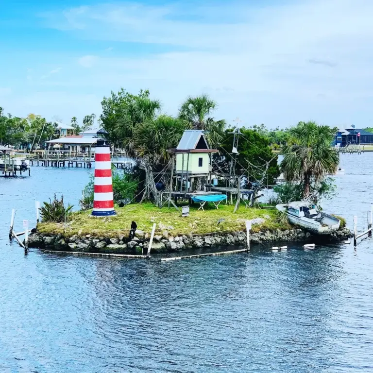 Monkey Island with its small lighthouse on the Old Homosassa River