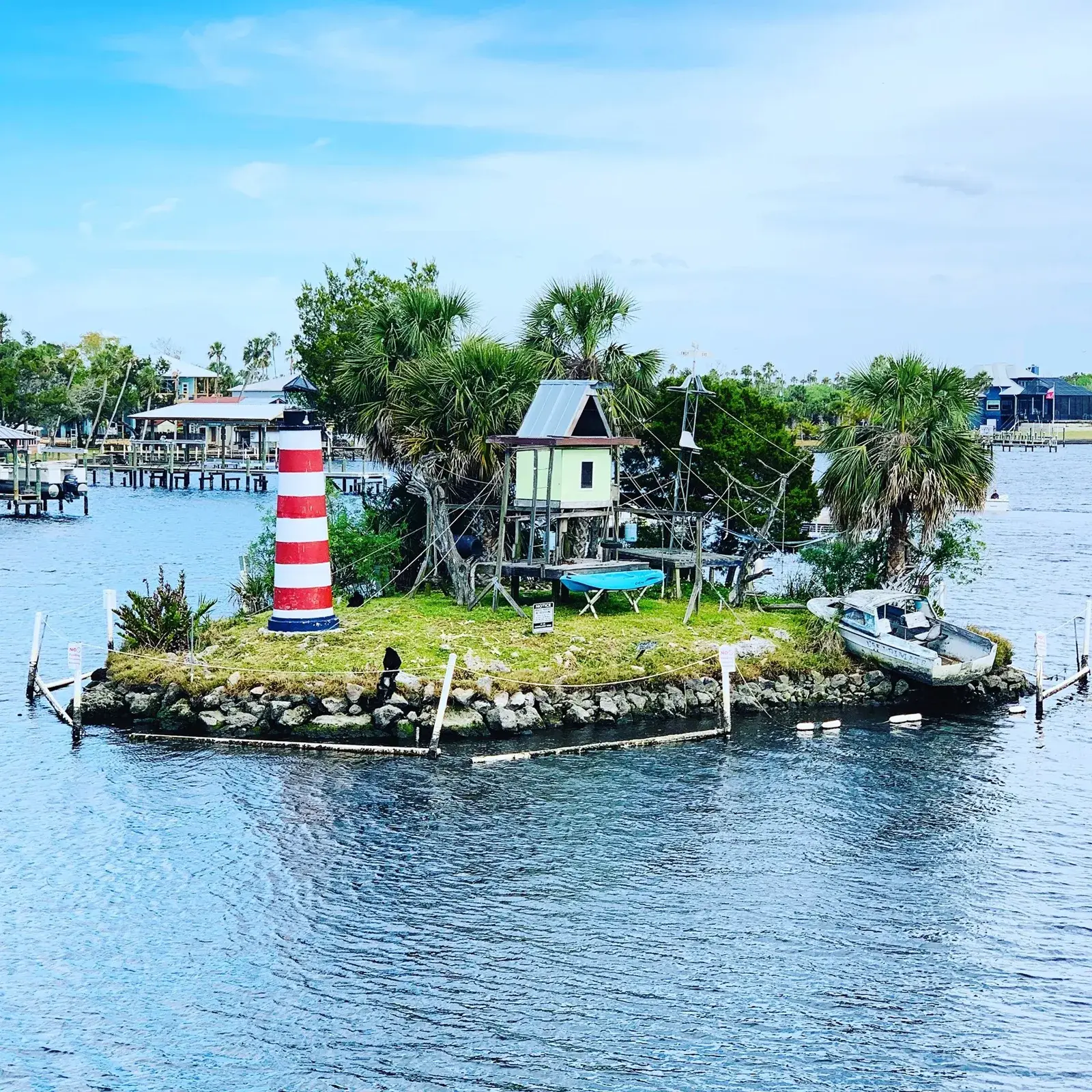 Monkey Island with its small lighthouse on the Old Homosassa River
