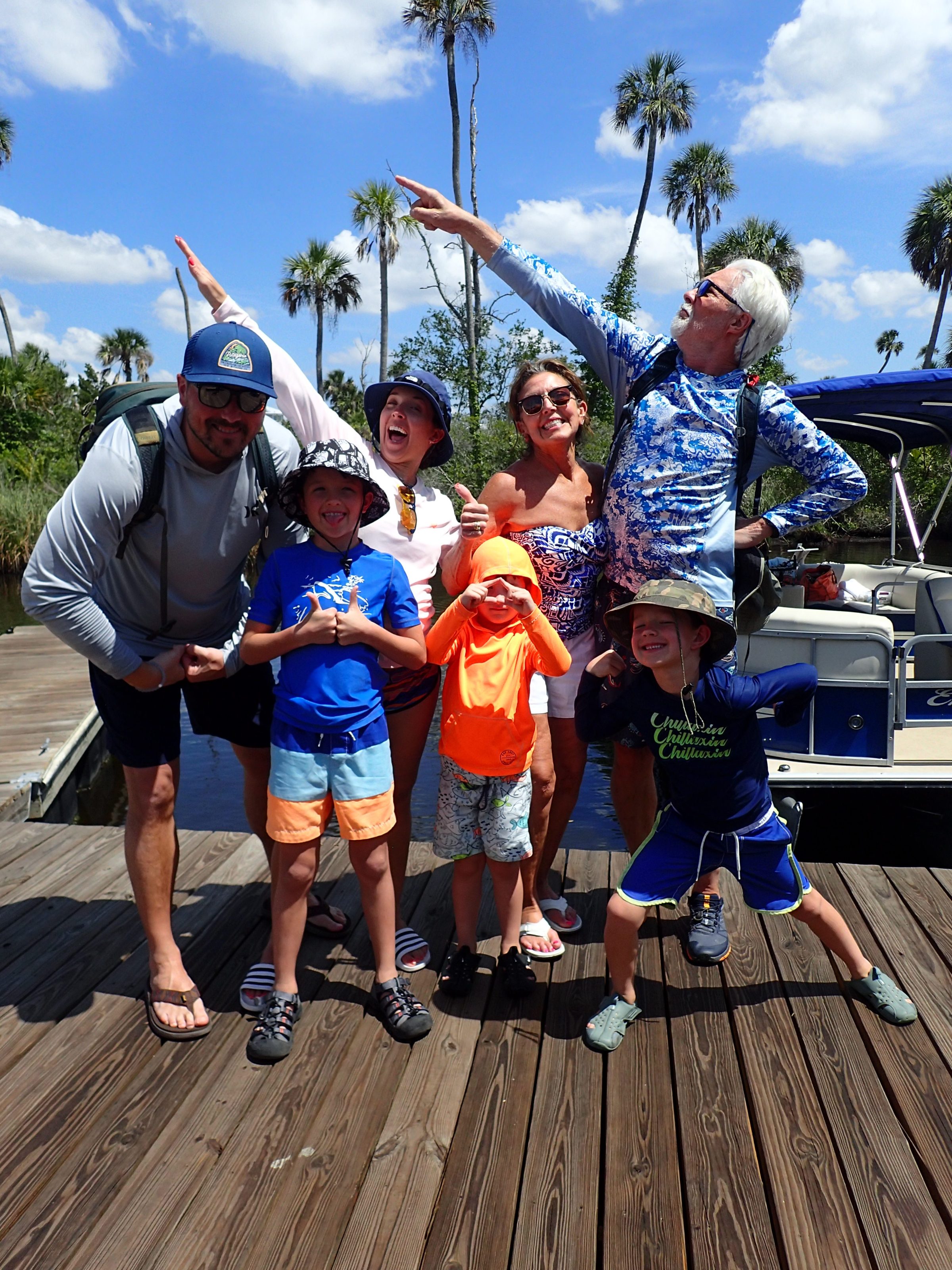a group of people standing in a park